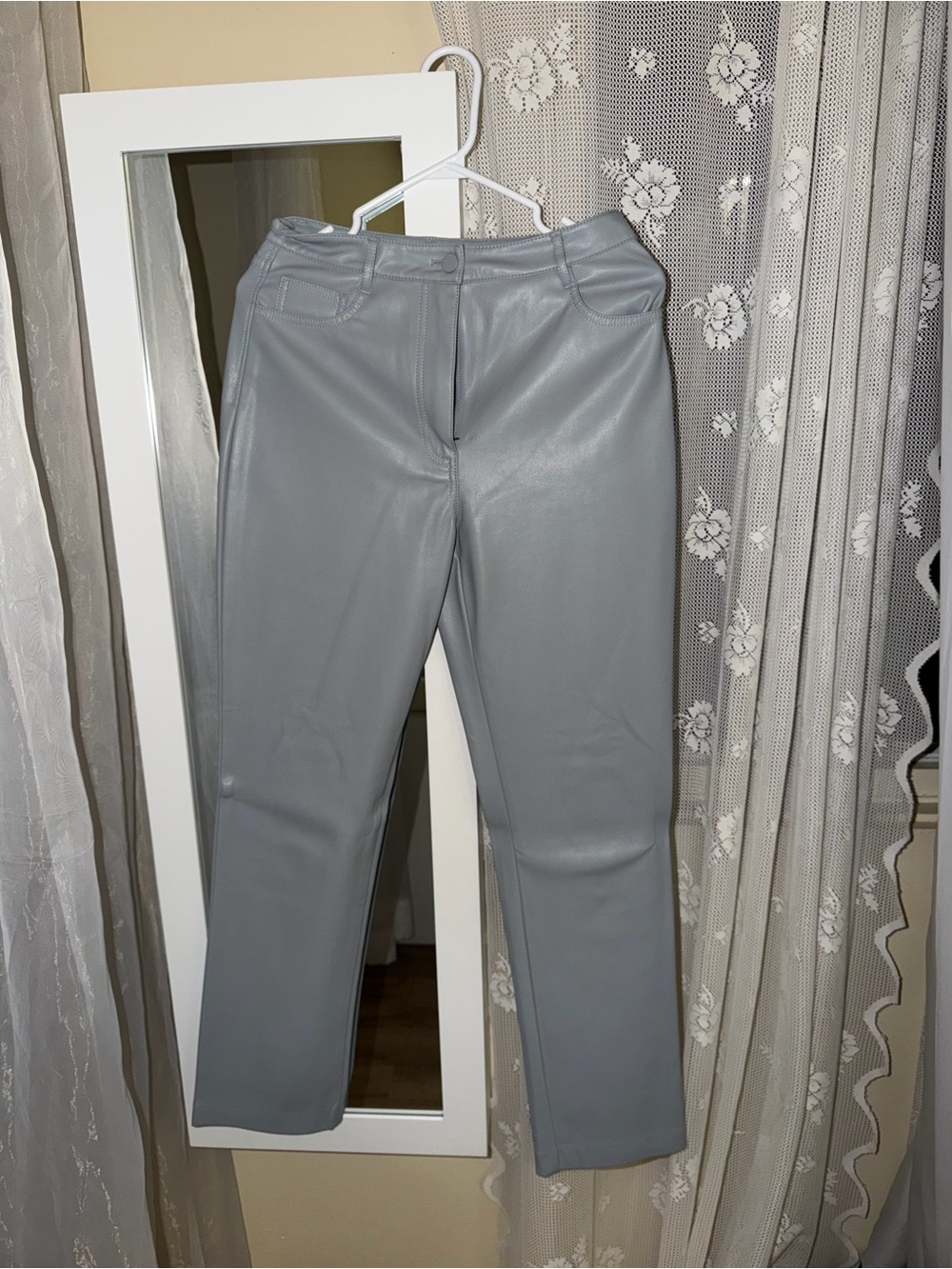 OAK + FORT Men's Light Grey Faux Leather Dress Pants